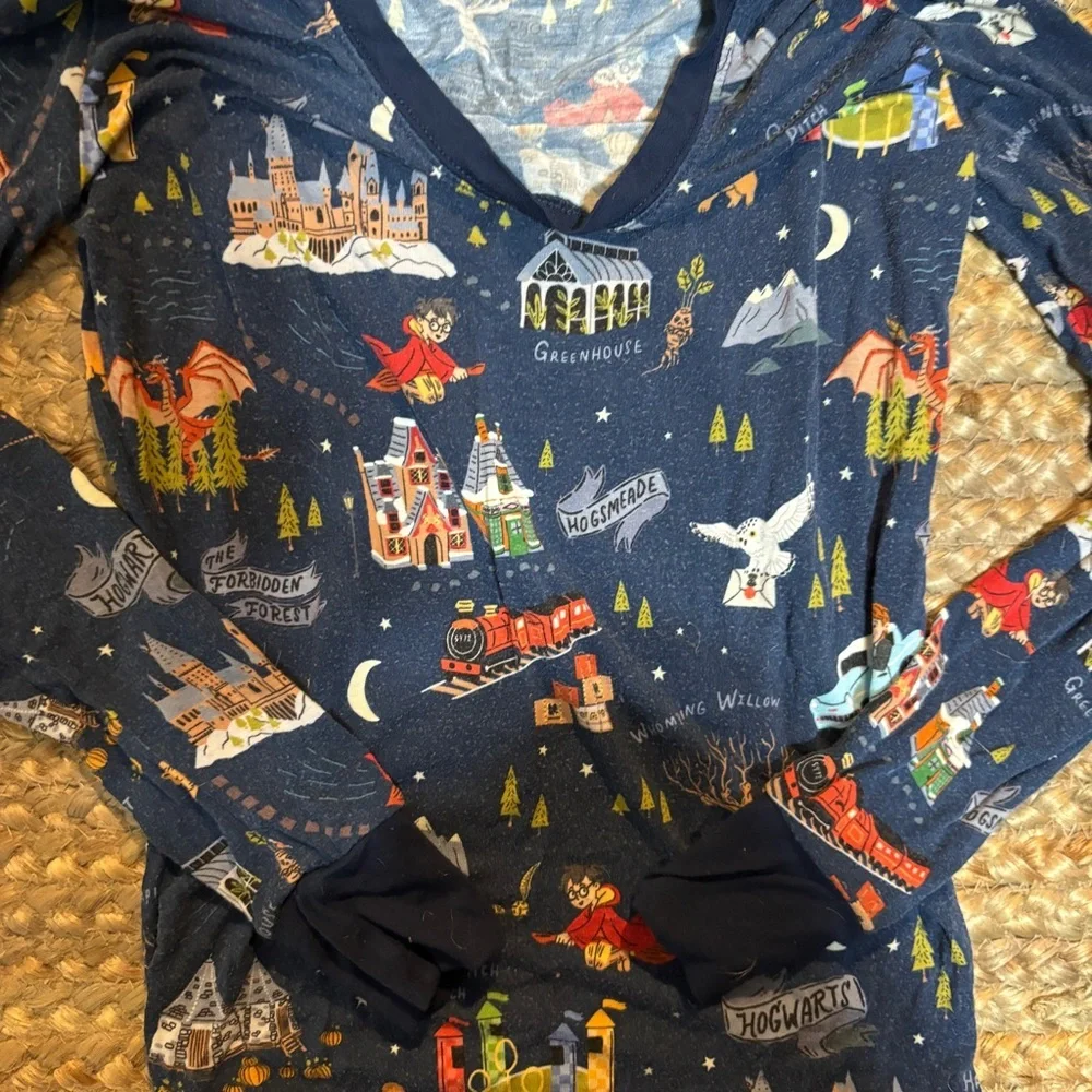 Little Sleepies Navy Pajama Set with Whimsical Print - Picture 3 of 5